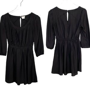 Cooperative Black Pleated Bishop Sleeve Mini Dress